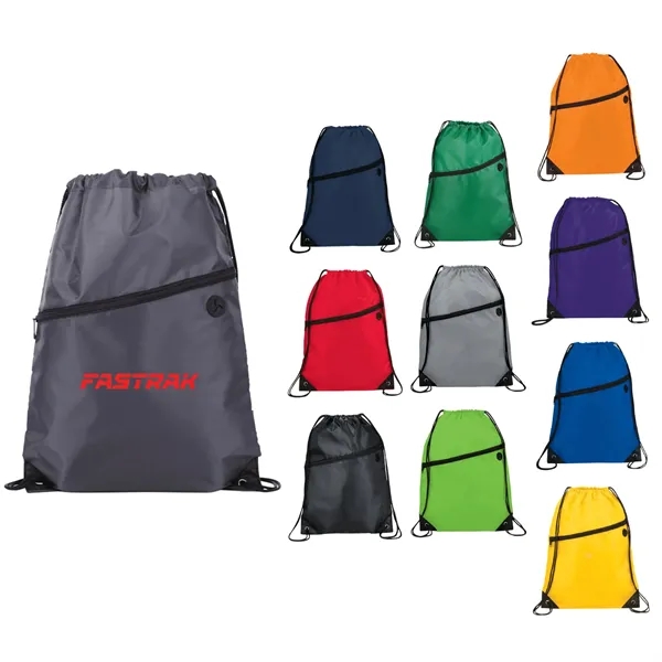 18" x 13" drawstring bag with zippered front pocket and earbud... from ASI 66887 PCNA / Bullet
