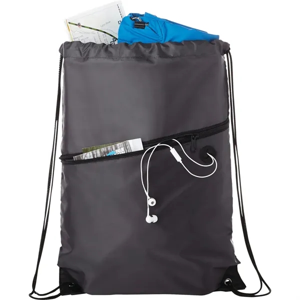 18" x 13" drawstring bag with zippered front pocket and earbud... from ASI 66887 PCNA / Bullet