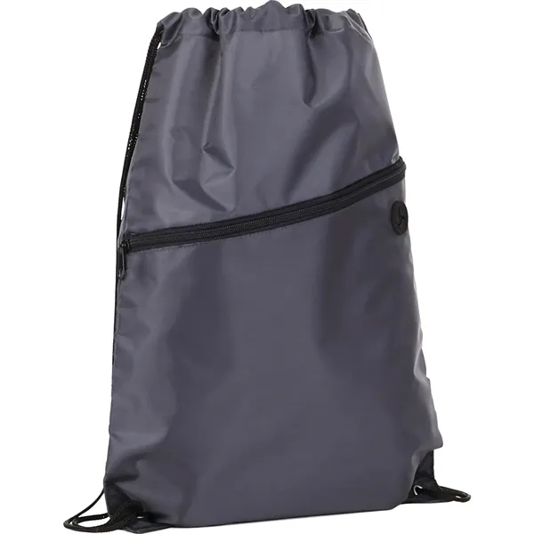 18" x 13" drawstring bag with zippered front pocket and earbud... from ASI 66887 PCNA / Bullet