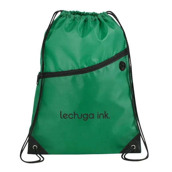 18" x 13" drawstring bag with zippered front pocket and earbud... from ASI 66887 PCNA / Bullet