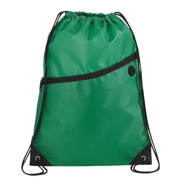18" x 13" drawstring bag with zippered front pocket and earbud... from ASI 66887 PCNA / Bullet