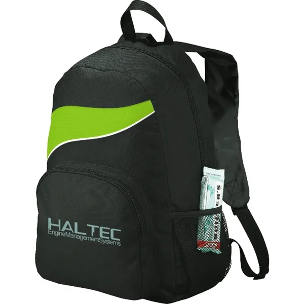 Backpack with large main compartment, zippered front compartment, side mesh pocket... from ASI 66887 PCNA / Bullet