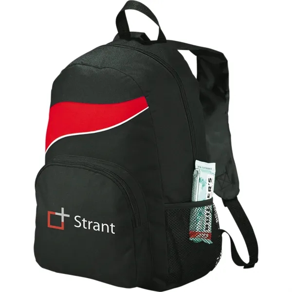 Backpack with large main compartment, zippered front compartment, side mesh pocket... from ASI 66887 PCNA / Bullet