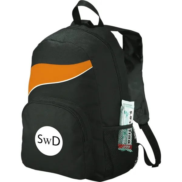 Backpack with large main compartment, zippered front compartment, side mesh pocket... from ASI 66887 PCNA / Bullet