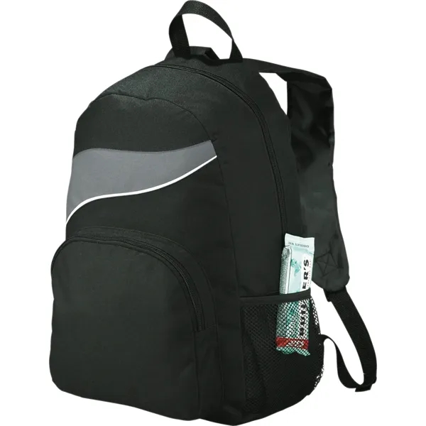 Backpack with large main compartment, zippered front compartment, side mesh pocket... from ASI 66887 PCNA / Bullet