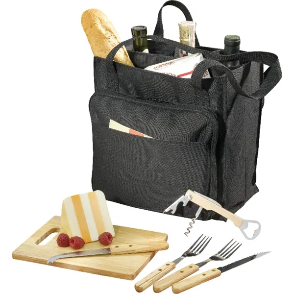 7 piece picnic carrier set with wine opener, knives, forks cutting... from ASI 66887 PCNA / Leeds