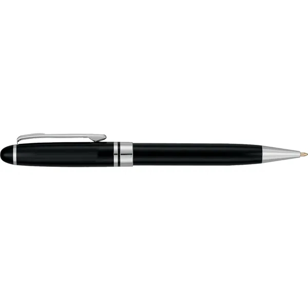 Twist-action metal ballpoint with black ink and shiny chrome accents.... from ASI 66887 PCNA / Leeds