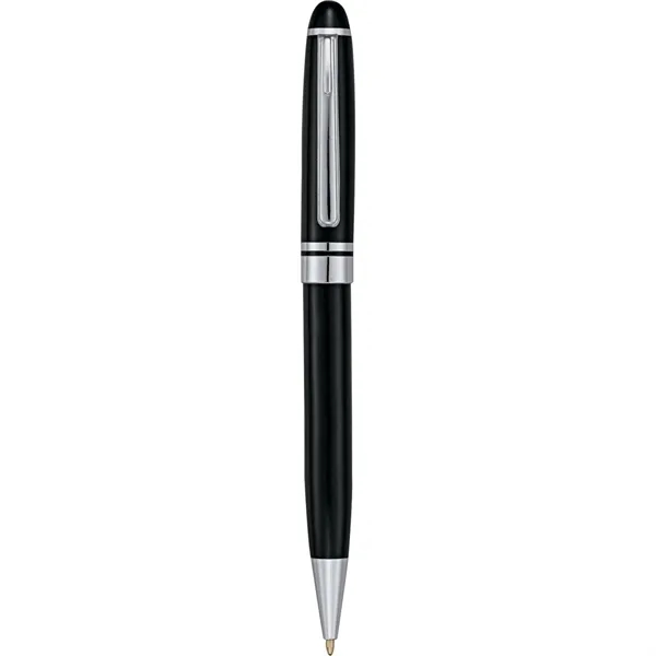 Twist-action metal ballpoint with black ink and shiny chrome accents.... from ASI 66887 PCNA / Leeds