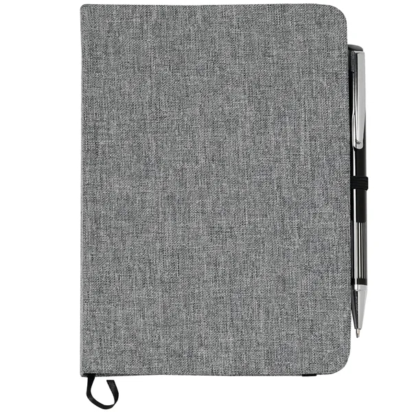 5" x 7" heathered bound notebook with ribbon page marker, pen... from ASI 66887 PCNA / Bullet