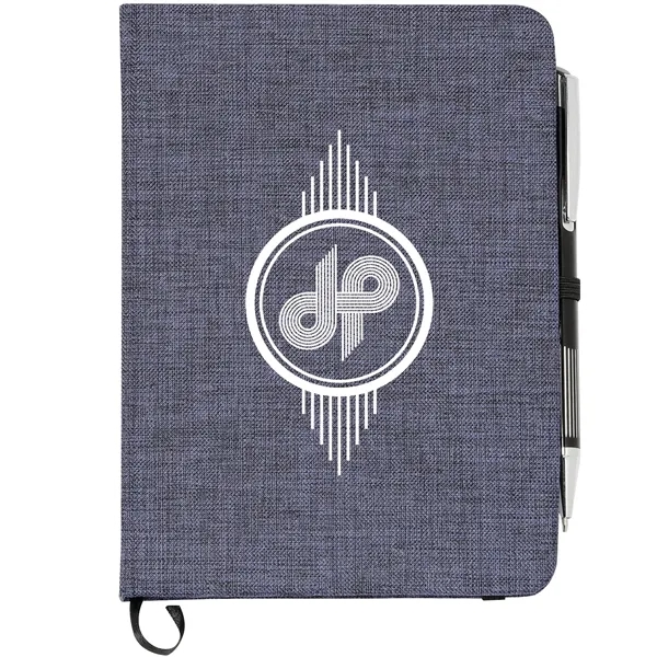5" x 7" heathered bound notebook with ribbon page marker, pen... from ASI 66887 PCNA / Bullet