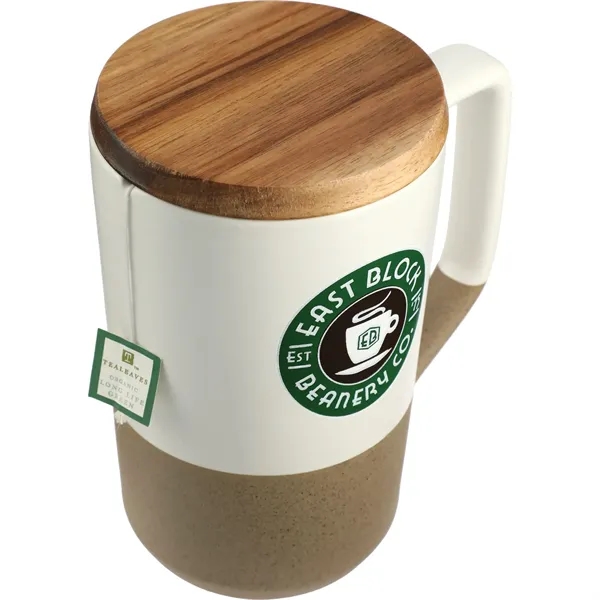 16 oz. ceramic mug with wooden lid and groove design on... from ASI 66887 PCNA / Leeds