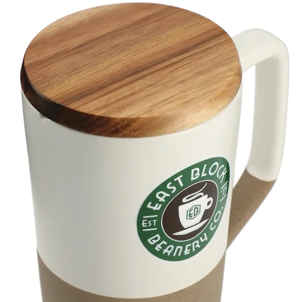 16 oz. ceramic mug with wooden lid and groove design on... from ASI 66887 PCNA / Leeds