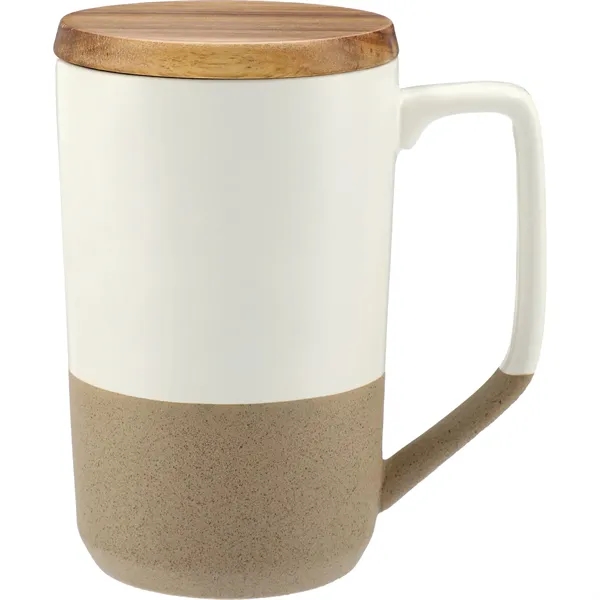 16 oz. ceramic mug with wooden lid and groove design on... from ASI 66887 PCNA / Leeds