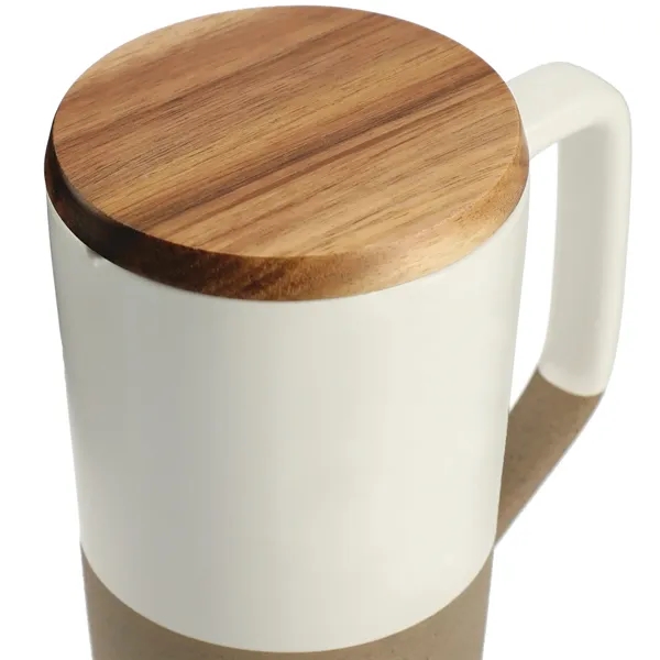 16 oz. ceramic mug with wooden lid and groove design on... from ASI 66887 PCNA / Leeds