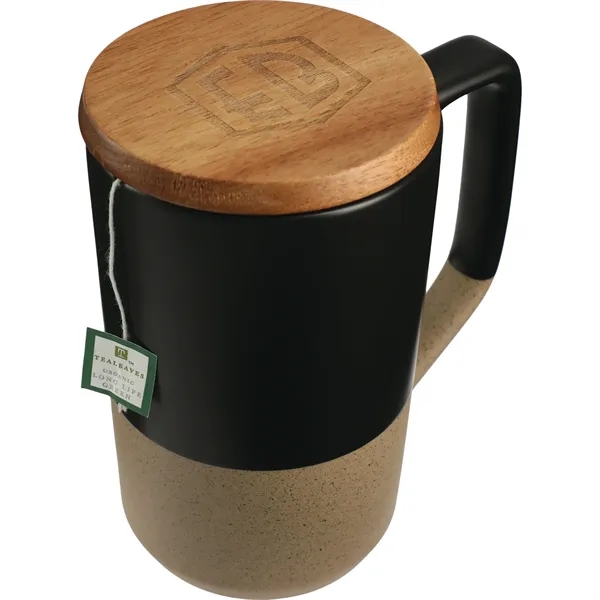 16 oz. ceramic mug with wooden lid and groove design on... from ASI 66887 PCNA / Leeds