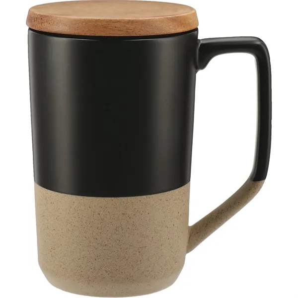 16 oz. ceramic mug with wooden lid and groove design on... from ASI 66887 PCNA / Leeds