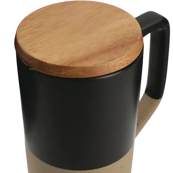 16 oz. ceramic mug with wooden lid and groove design on... from ASI 66887 PCNA / Leeds