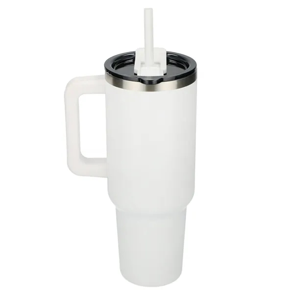 40 oz. vacuum insulated travel tumbler with lid, straw and handle.... from ASI 66887 PCNA / Leeds