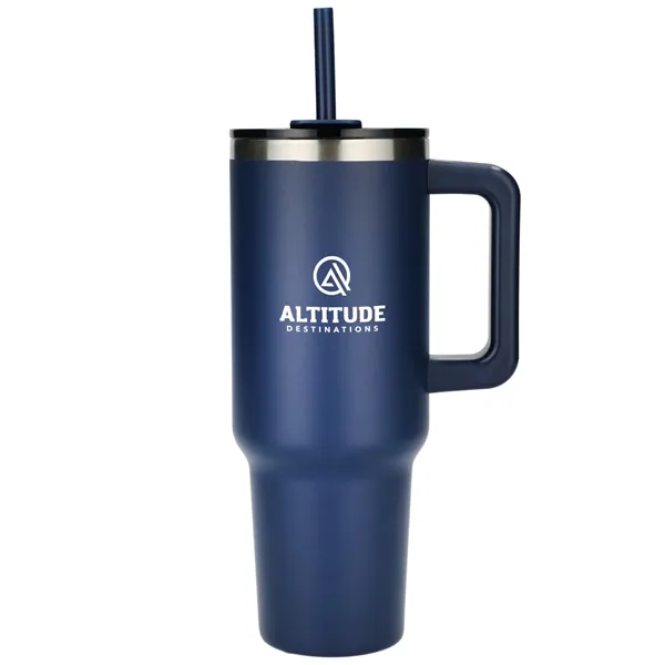 40 oz. vacuum insulated travel tumbler with lid, straw and handle.... from ASI 66887 PCNA / Leeds