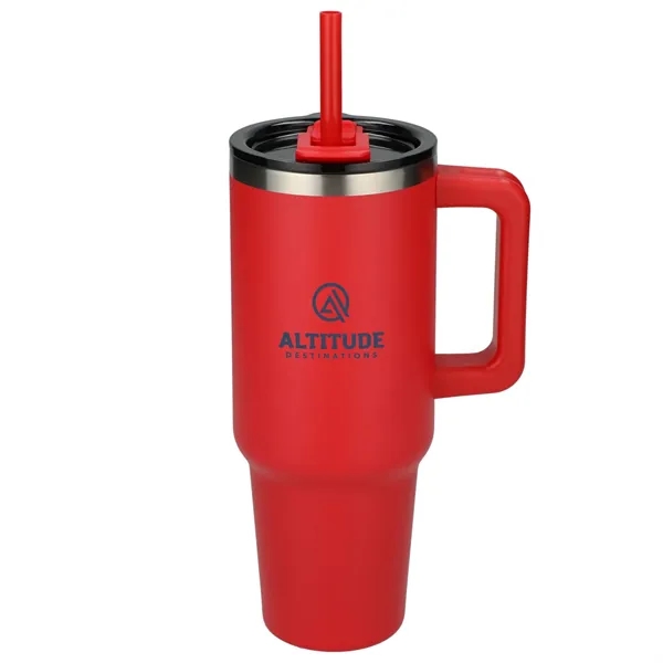 40 oz. vacuum insulated travel tumbler with lid, straw and handle.... from ASI 66887 PCNA / Leeds