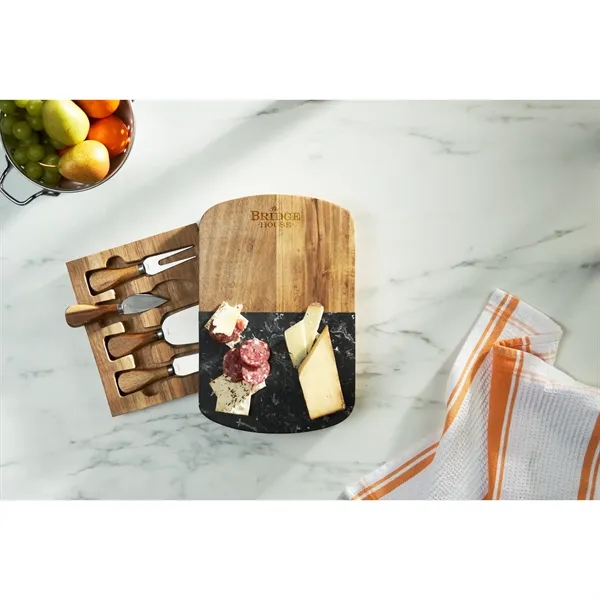 Black marble cheese cutting board with knives.... from ASI 66887 PCNA / Leeds