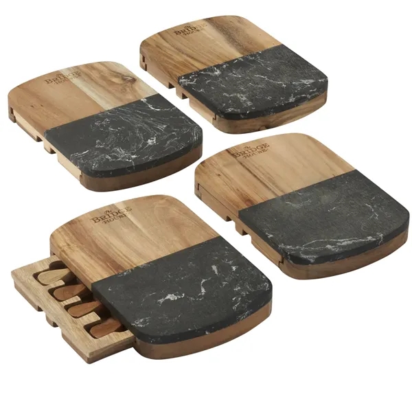 Black marble cheese cutting board with knives.... from ASI 66887 PCNA / Leeds
