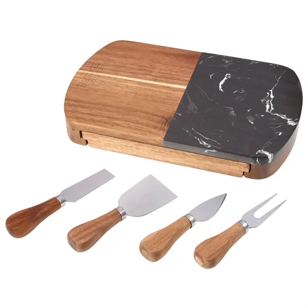 Black marble cheese cutting board with knives.... from ASI 66887 PCNA / Leeds