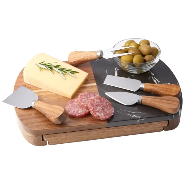 Black marble cheese cutting board with knives.... from ASI 66887 PCNA / Leeds