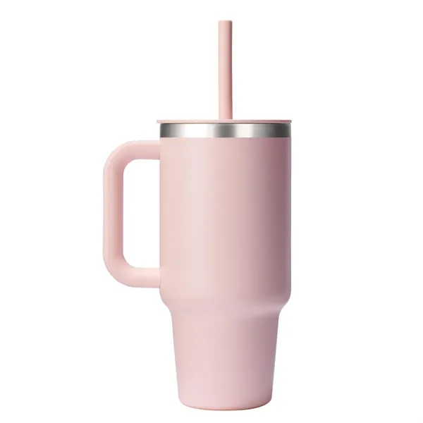 32 oz. double wall insulated stainless steel tumbler with handle, press-in... from ASI 66887 PCNA / Leeds