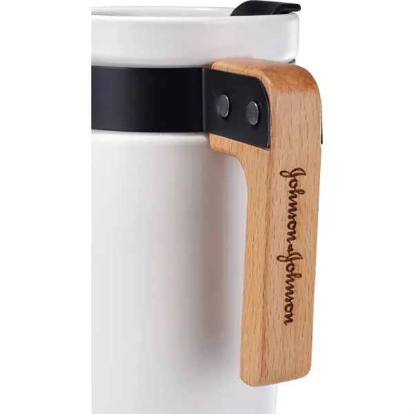 16 oz. ceramic mug with matte finish body, wooden handle and... from ASI 66887 PCNA / Leeds