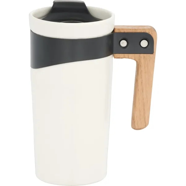 16 oz. ceramic mug with matte finish body, wooden handle and... from ASI 66887 PCNA / Leeds