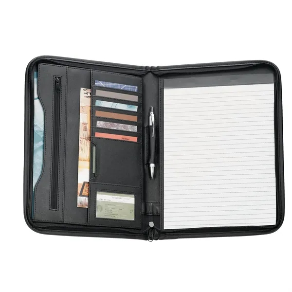 Black zippered portfolio with zippered cover, 30 page ruled notepad, document... from ASI 66887 PCNA / Bullet
