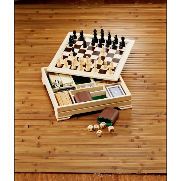 7-in-1 desktop game set with pieces for checkers, chess, backgammon, dominoes,... from ASI 66887 PCNA / Leed’s