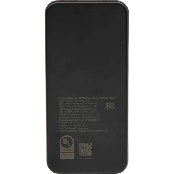 UL Listed 10000 mAh 20W Digital Display PowerBank... from ASI 66887 PCNA / Leeds