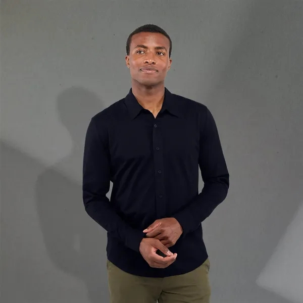 Long sleeve knit shirt for men made of cotton and recycled... from ASI 66887 PCNA / Trimark