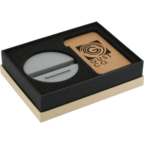 Wireless charging stand made of cork and limestone; comes with 39"... from ASI 66887 PCNA / Leeds