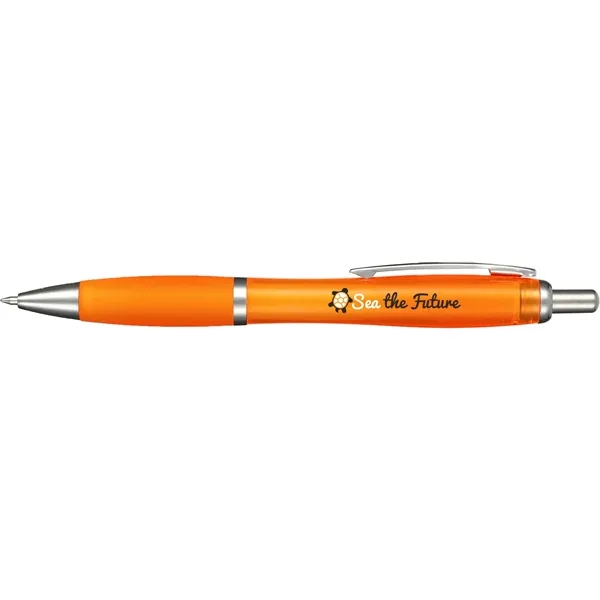 Plunger action ballpoint pen with vibrant-colored barrel, grip, black gel ink... from ASI 66887 PCNA / Leeds