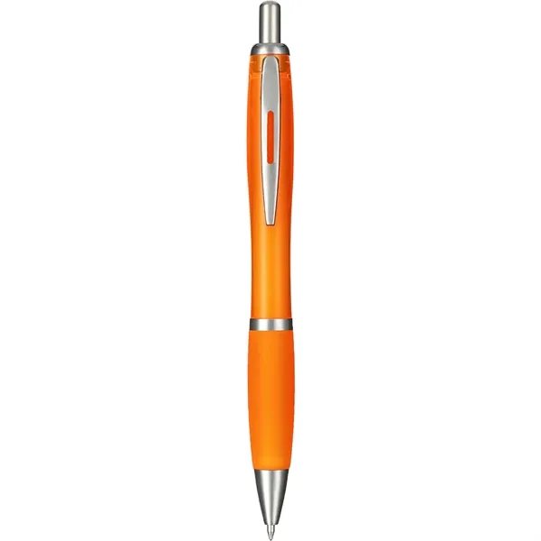 Plunger action ballpoint pen with vibrant-colored barrel, grip, black gel ink... from ASI 66887 PCNA / Leeds