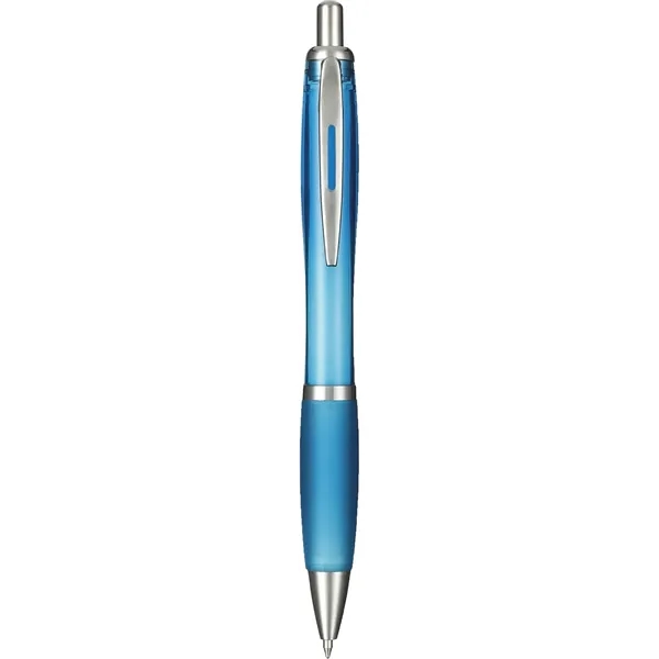 Plunger action ballpoint pen with vibrant-colored barrel, grip, black gel ink... from ASI 66887 PCNA / Leeds