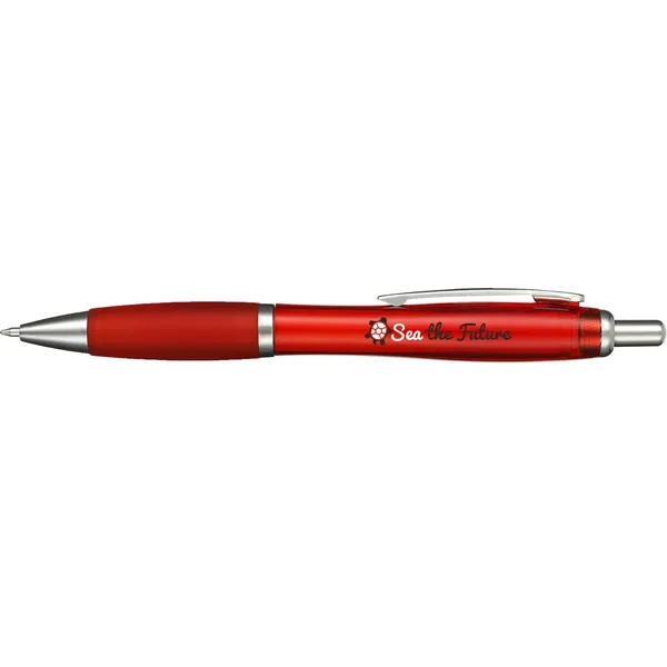 Plunger action ballpoint pen with vibrant-colored barrel, grip, black gel ink... from ASI 66887 PCNA / Leeds