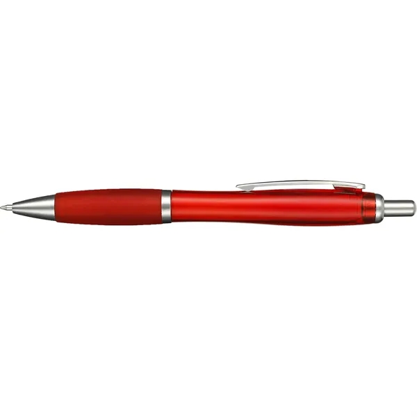 Plunger action ballpoint pen with vibrant-colored barrel, grip, black gel ink... from ASI 66887 PCNA / Leeds