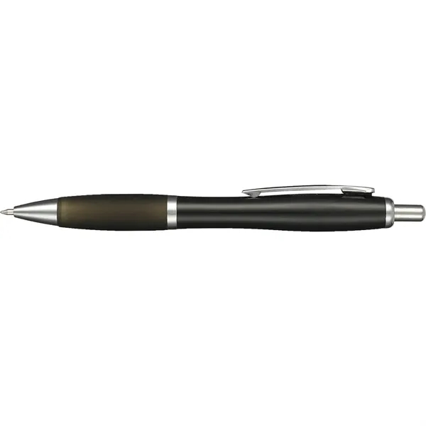 Plunger action ballpoint pen with vibrant-colored barrel, grip, black gel ink... from ASI 66887 PCNA / Leeds