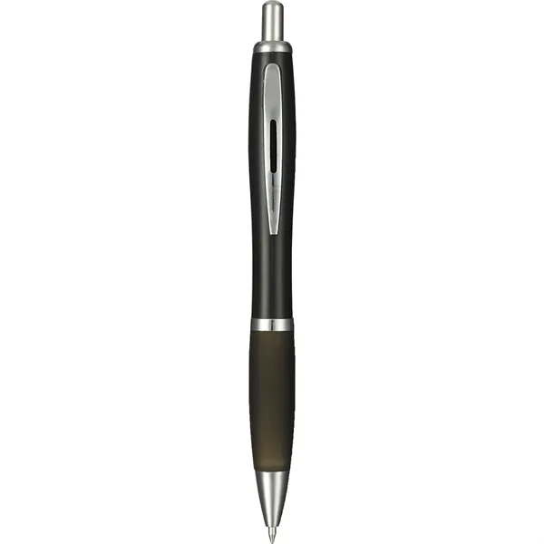 Plunger action ballpoint pen with vibrant-colored barrel, grip, black gel ink... from ASI 66887 PCNA / Leeds
