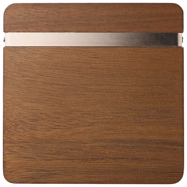 Beverage coasters made of acacia wood and metal.... from ASI 66887 PCNA / Leed’s