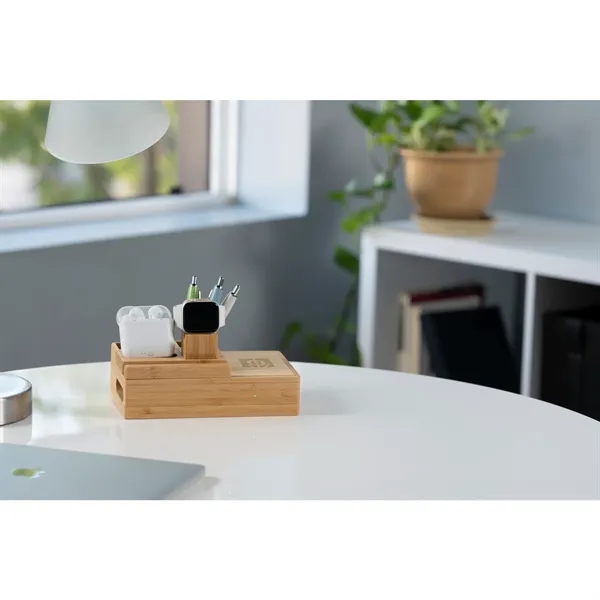 Wireless charging dock station and phone stand made of bamboo.... from ASI 66887 PCNA / Leeds