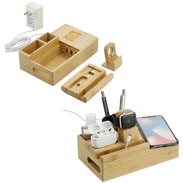 Wireless charging dock station and phone stand made of bamboo.... from ASI 66887 PCNA / Leeds