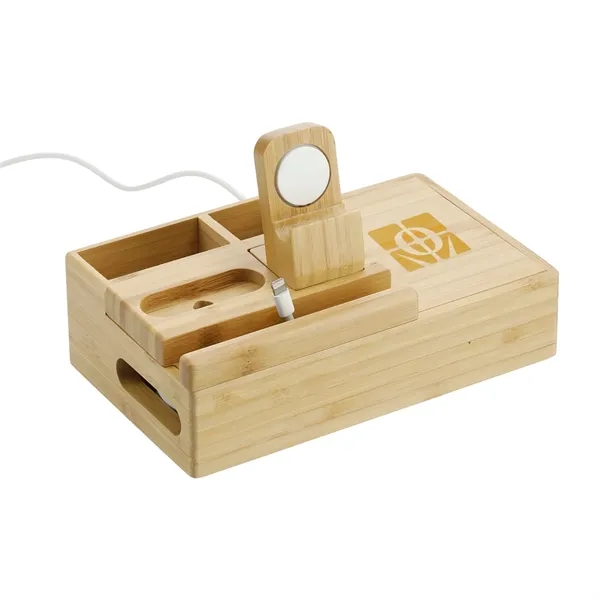 Wireless charging dock station and phone stand made of bamboo.... from ASI 66887 PCNA / Leeds