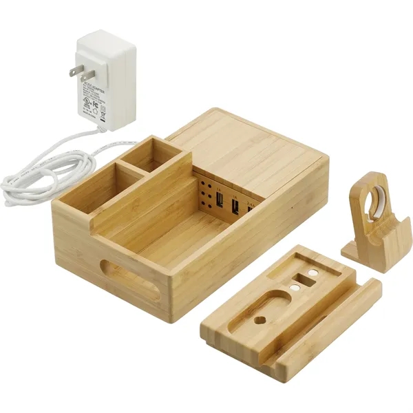 Wireless charging dock station and phone stand made of bamboo.... from ASI 66887 PCNA / Leeds