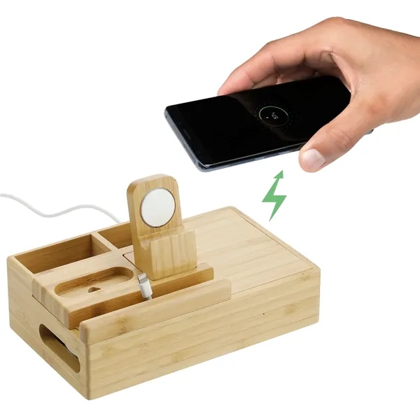 Wireless charging dock station and phone stand made of bamboo.... from ASI 66887 PCNA / Leeds
