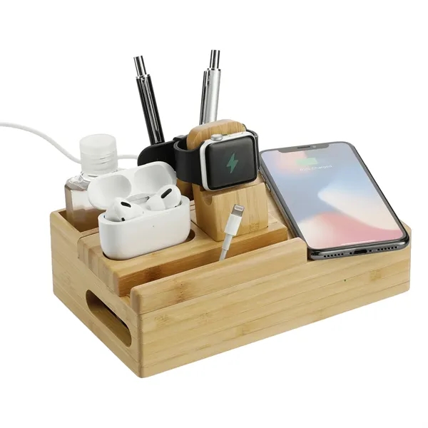 Wireless charging dock station and phone stand made of bamboo.... from ASI 66887 PCNA / Leeds